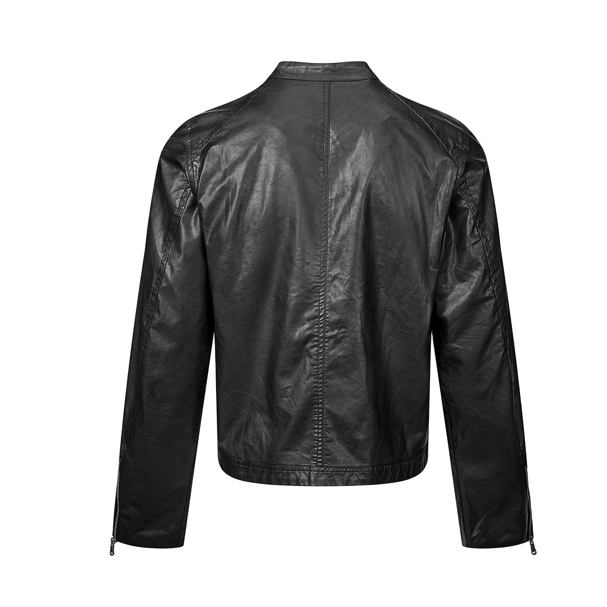 Veste biker moto homme en simili cuir noir – Coupe décontractée, style racer rétro