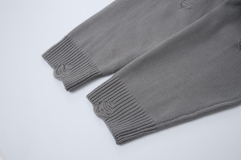 Pull col rond oversize en maille usée avec motif de lettres appliquées