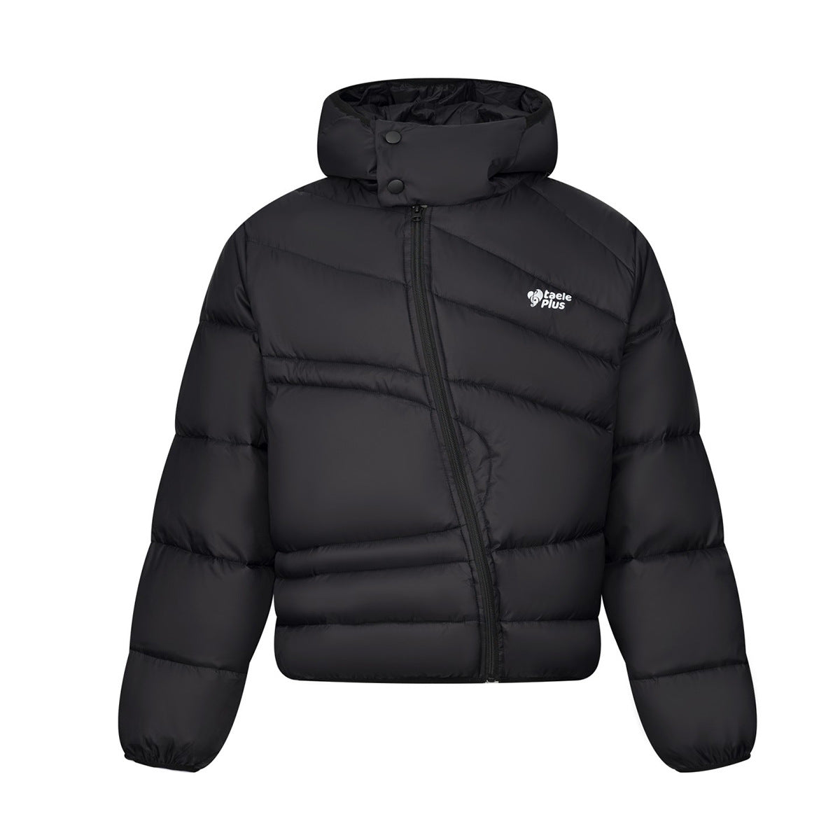 Chaqueta Plumífera con Capucha y Acolchado Diagonal – Corte Oversize