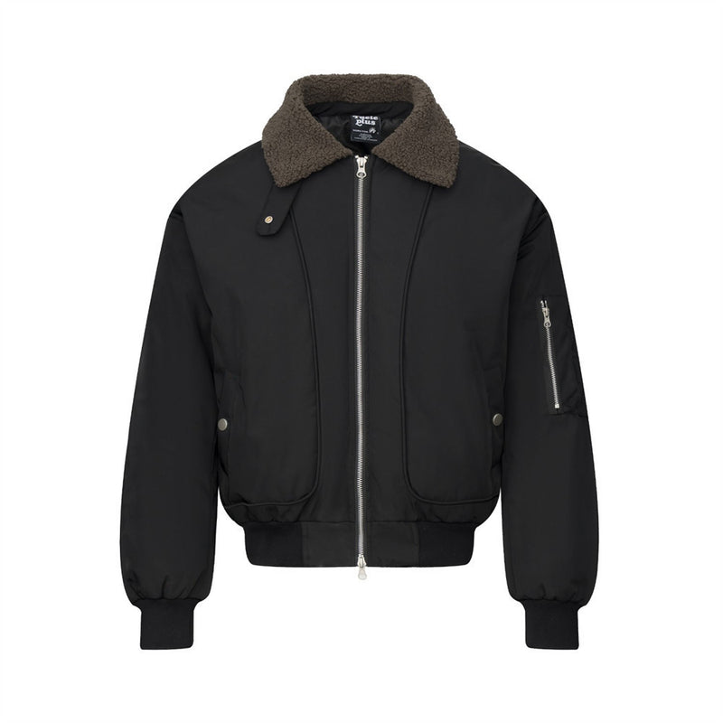 Olive Bomber Jacket Men – Sherpa Collar Padded Flight Jacket