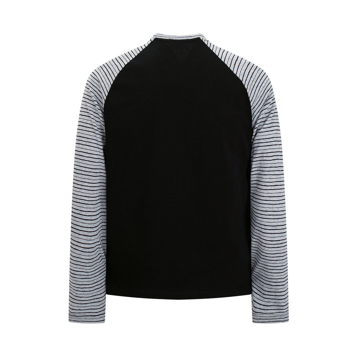 Long Sleeve Raglan Shirt – Black & Grey Stripe, Leopard Print Graphic