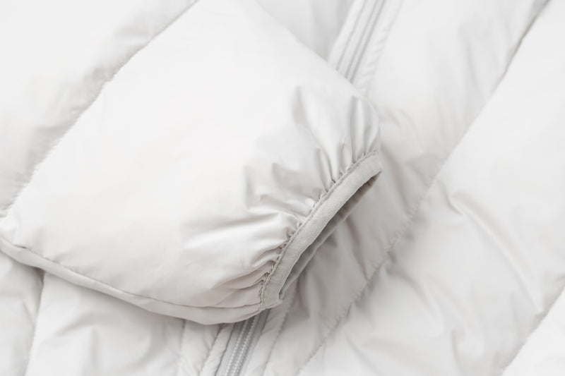 Hooded Puffer Down Jacket with Diagonal Quilting — Oversized Fit