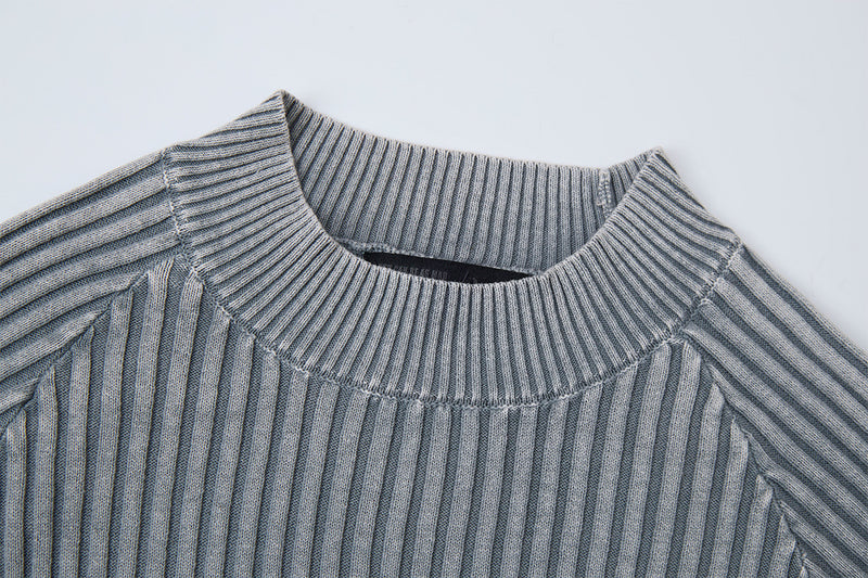 Underground Ribbed Crew Neck Sweater – Washed Slim-Fit Knit Top