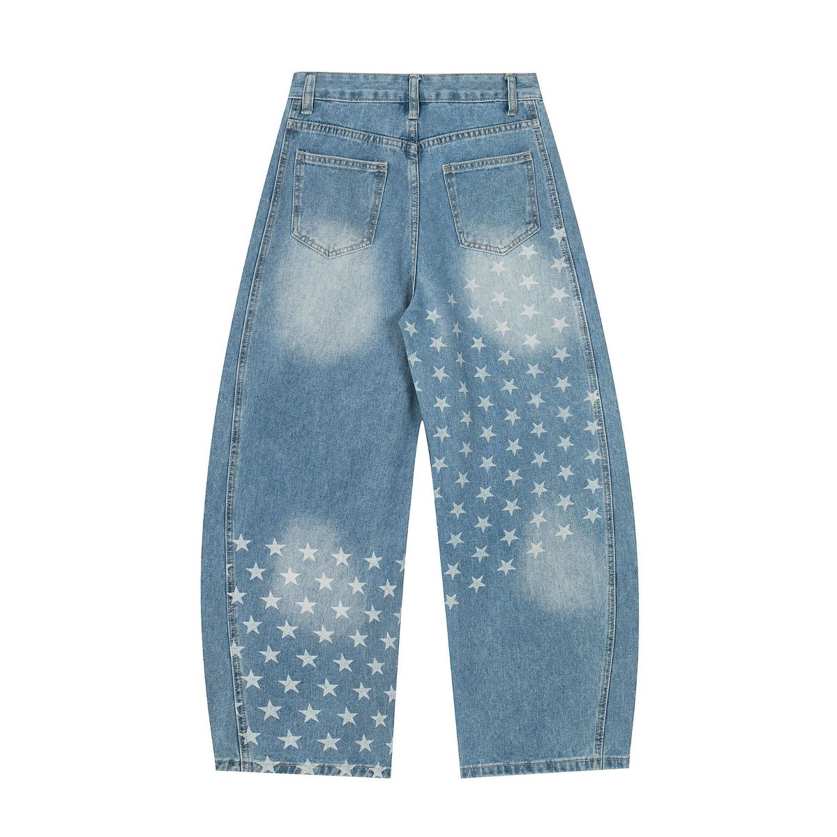 Baggy Star Print Jeans Wide-Leg Denim Pants
