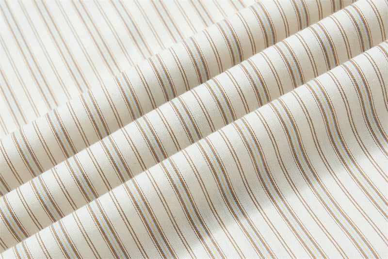Striped Short Sleeve Shirt – Japanese Loose Fit with Necktie Detail
