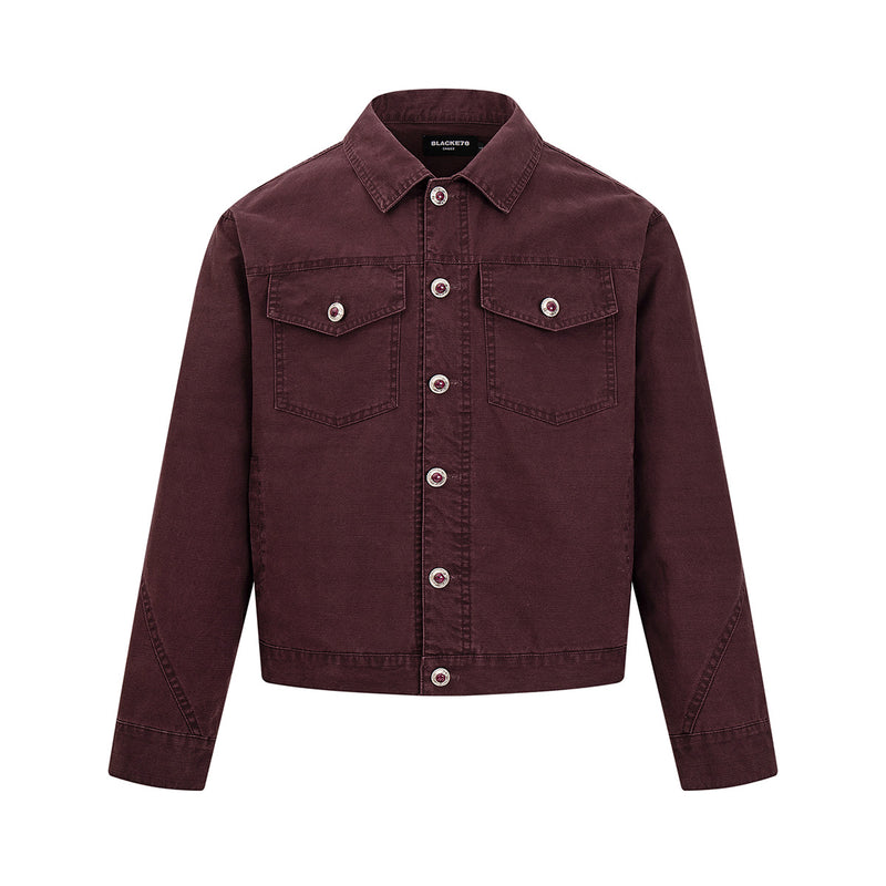 Men's Washed Denim Trucker Jacket – Vintage Workwear Style with Snap Buttons