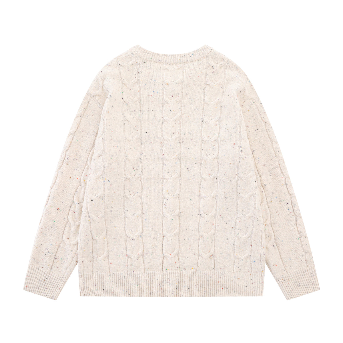 Cable Knit Cardigan Sweater with Cartoon Sport Embroidery & Colorful Buttons