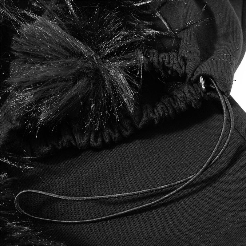 Black Baggy Wide-Leg Pants – Feather Trim & Rhinestone Script Detail