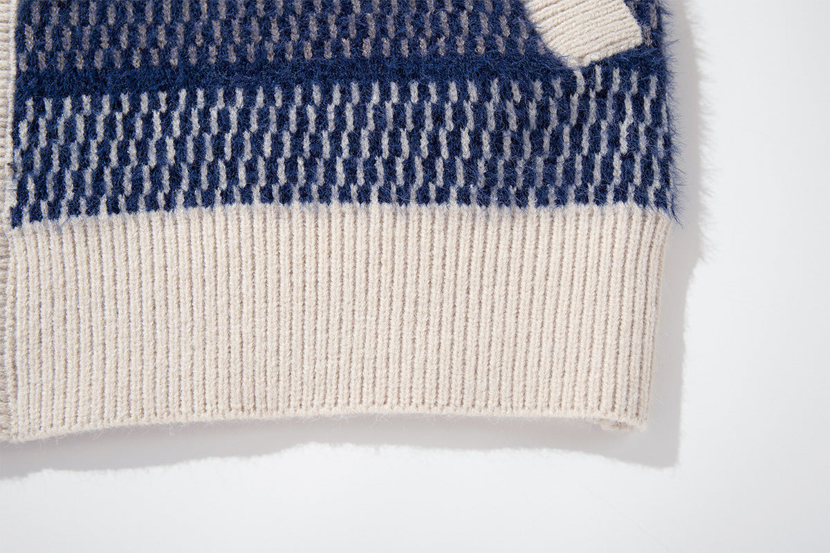 Fair Isle Jacquard Knit Cardigan Sweater – Retro Korean-Style Button-Up