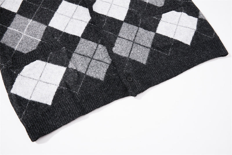 Gilet homme en maille argyle – Coupe oversize boutonnée