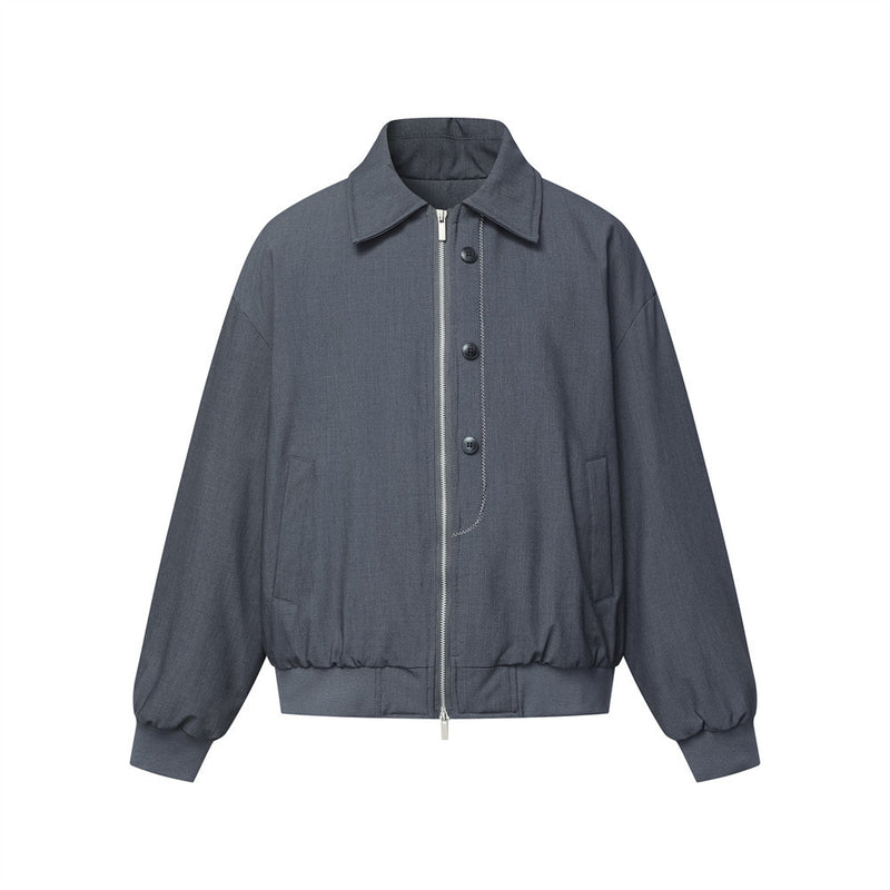 Blouson bomber pour homme à double zip et patte boutonnée – Gris