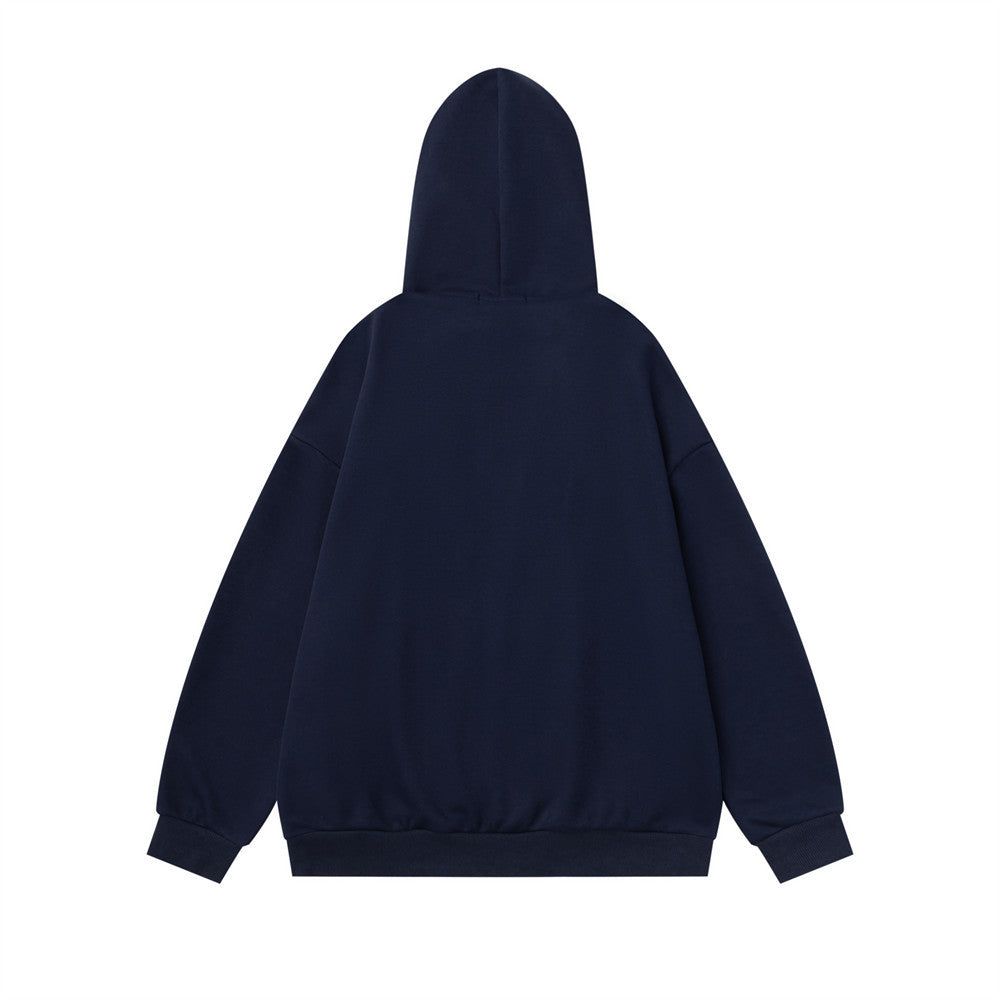 Oversized Zip-Up Hoodie with Plaid-Lined Hood – Relaxed Fit Streetwear