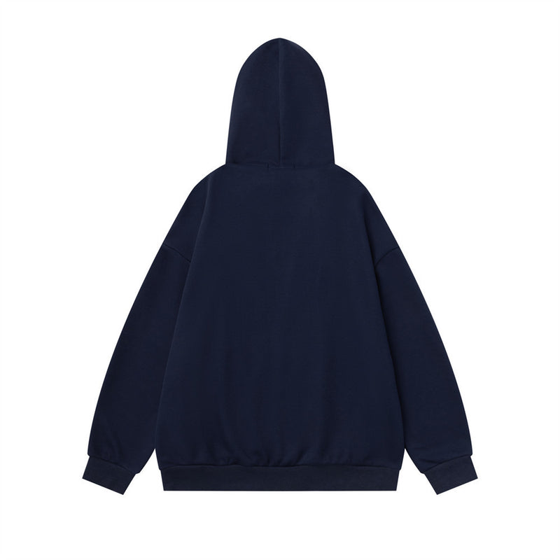 Oversized Zip-Up Hoodie with Plaid-Lined Hood – Relaxed Fit Streetwear