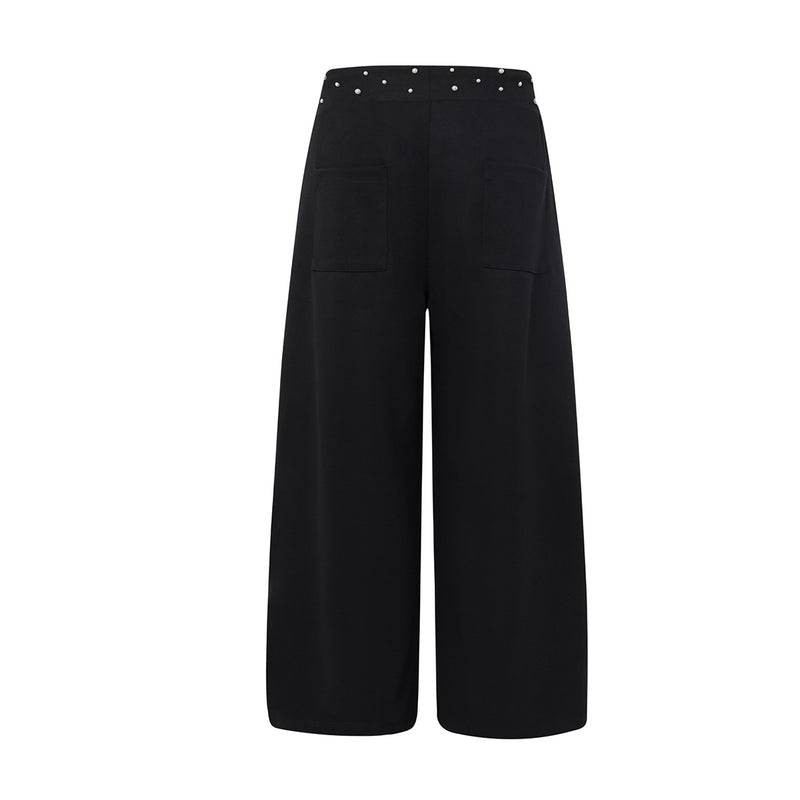 High-Waist-Hose mit weitem Bein – Streetwear-Hose mit Gothic-Grafikprint