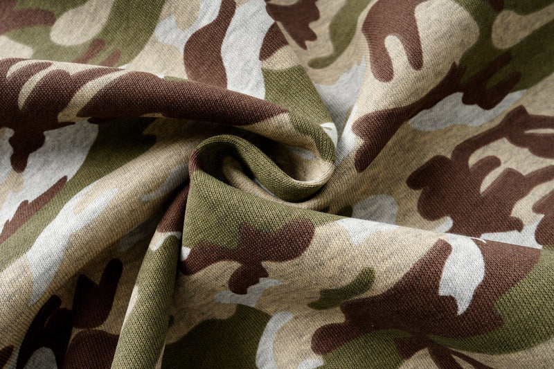 Sweat à capuche zippé camouflage avec broderies florales – Sweat-shirt streetwear oversize