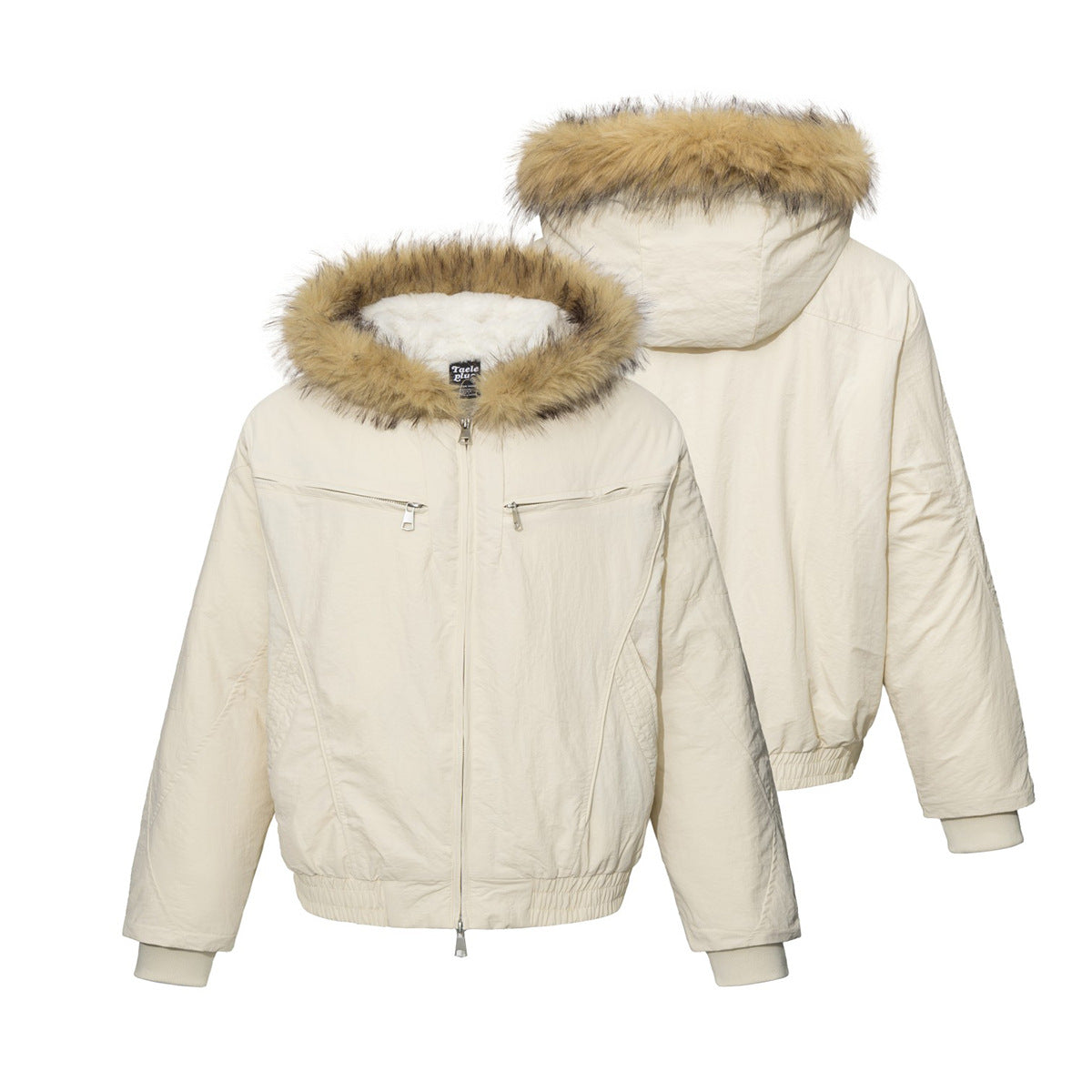Padded Bomber Jacket with Faux Fur Hood Trim – Men's Winter Coat
