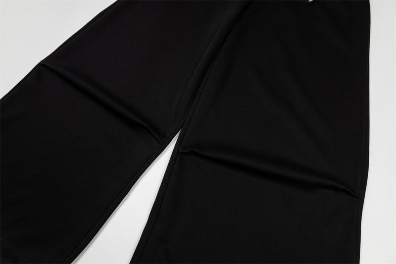 Men's Wide-Leg Sweatpants with Double-Row Metal Buttons & Drawstring Waist
