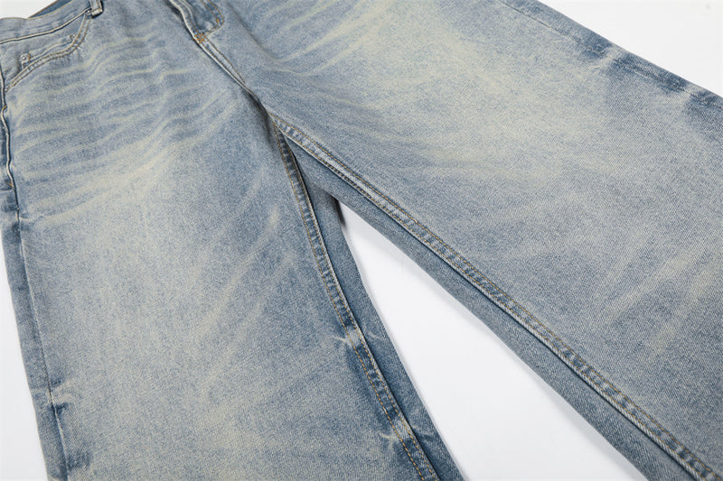 Wide-Leg Straight Jeans – American Vintage Washed Denim