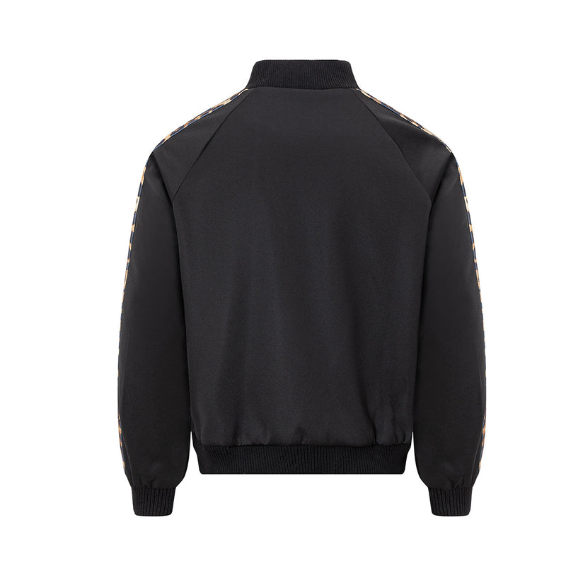 Veste de survêtement imprimé léopard – Col montant zippé et manches à rayures
