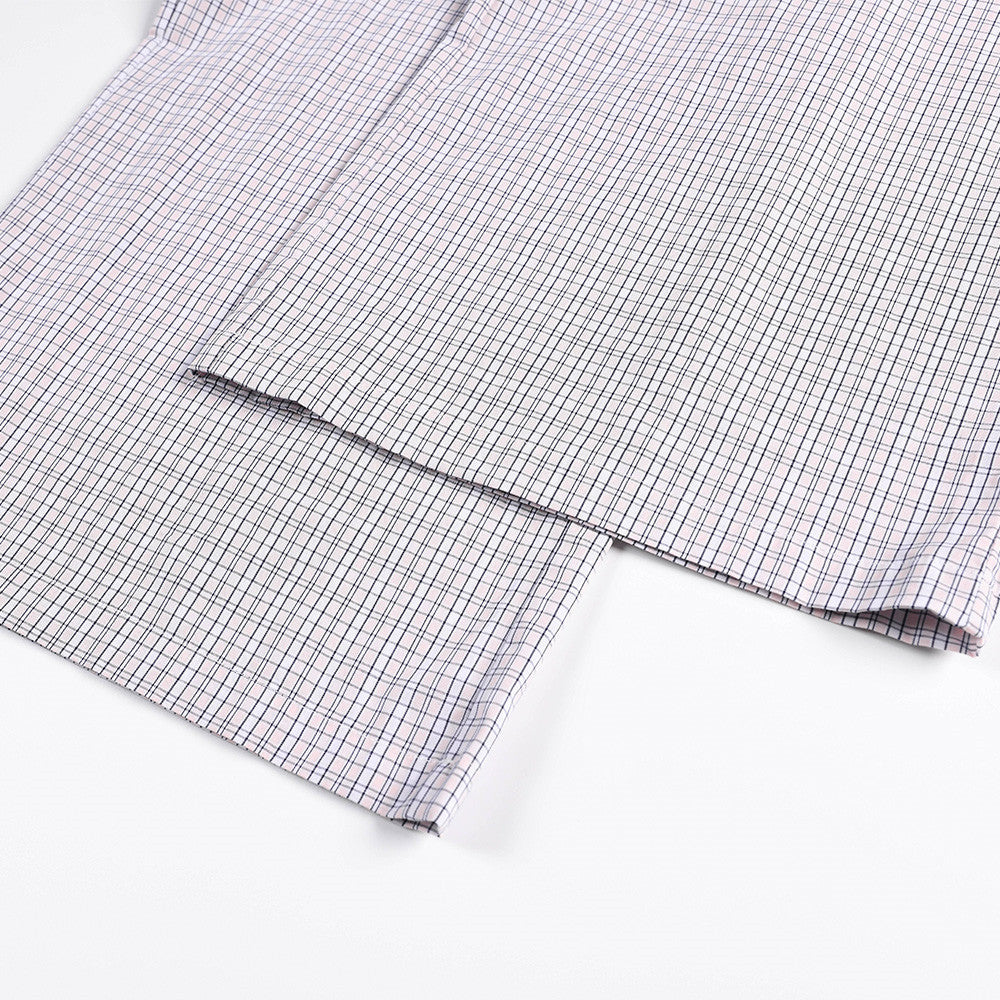 Plaid Wide-Leg Trousers – Men's Relaxed Fit Elastic Waist Pants