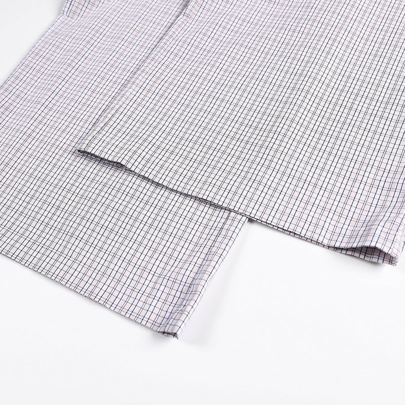 Plaid Wide-Leg Trousers – Men's Relaxed Fit Elastic Waist Pants