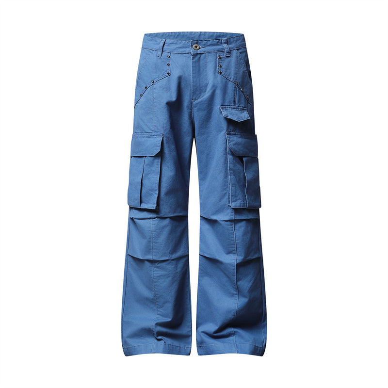 Men's Wide-Leg Cargo Pants – Relaxed Fit Multi-Pocket Workwear Trousers