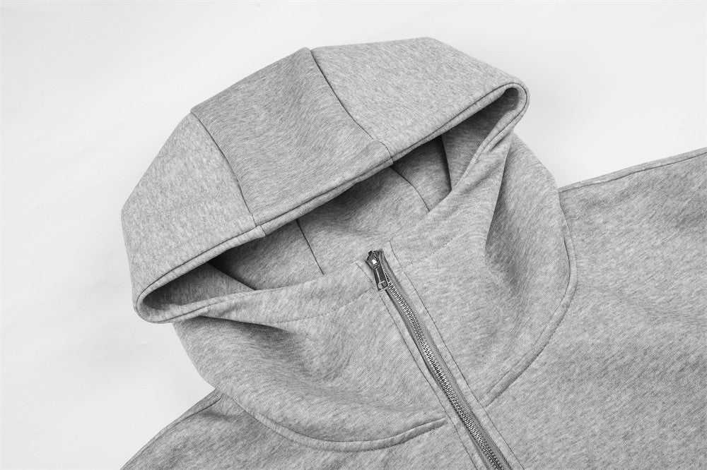 Oversize-Zip-Hoodie in Grau mit Details aus mehreren Reißverschlüssen