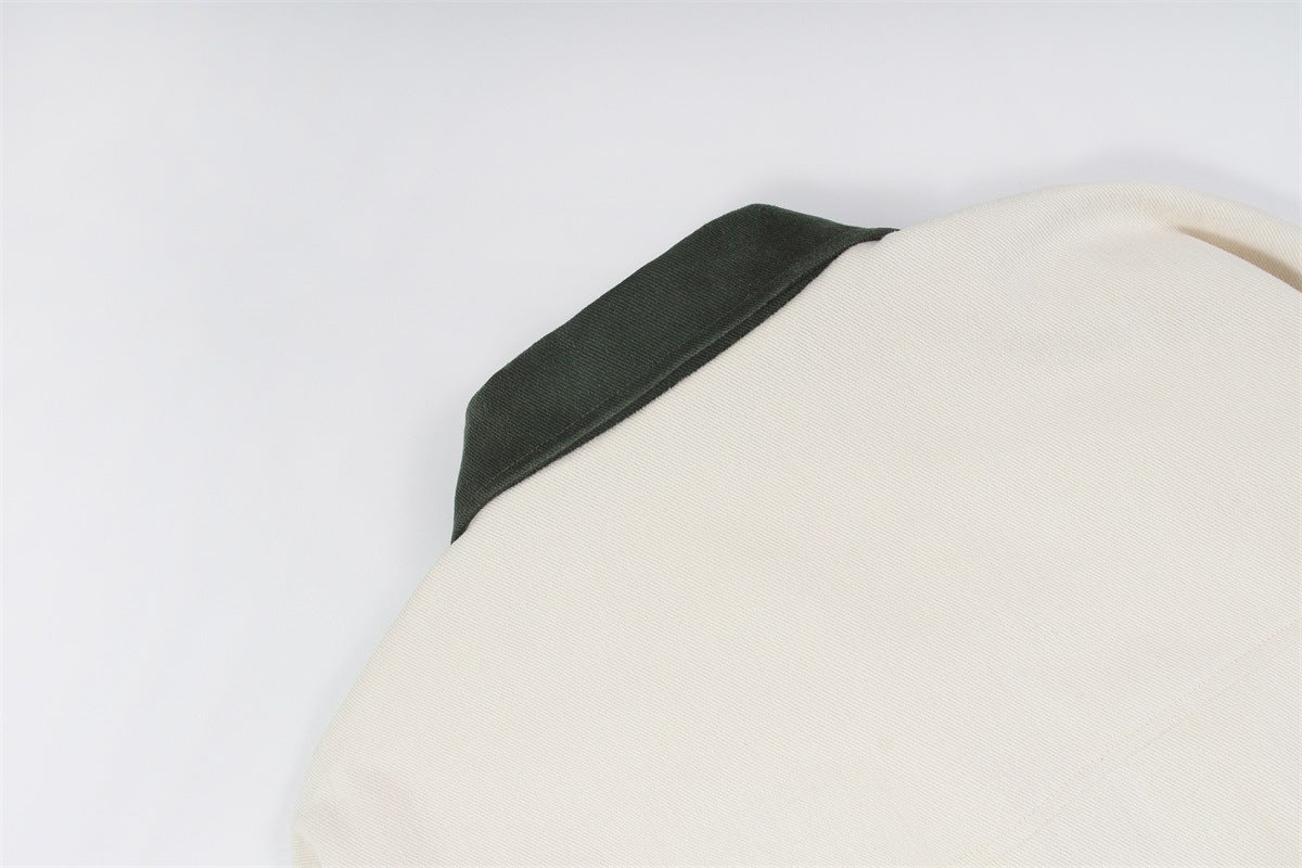 Veste Harrington rétro color block – Veste de travail zippée à col contrastant