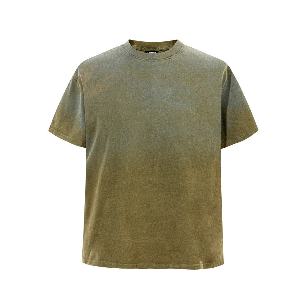 Acid Wash Vintage Oversized T-Shirt – Gradient Spray Dye Crewneck Tee