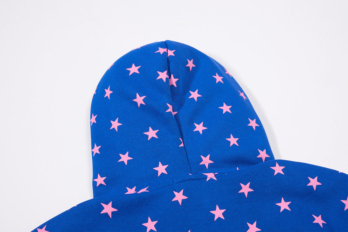 Hoodie zippé à motif étoiles, capuche bordée de fausse fourrure et motif « I ♥ Me »