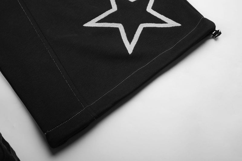 Pantalon cargo de survêtement baggy brodé d’étoiles – Pantalon à jambes larges et cordon