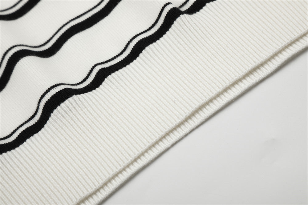 Pull polo homme à manches longues – Maille rayée à col tunisien