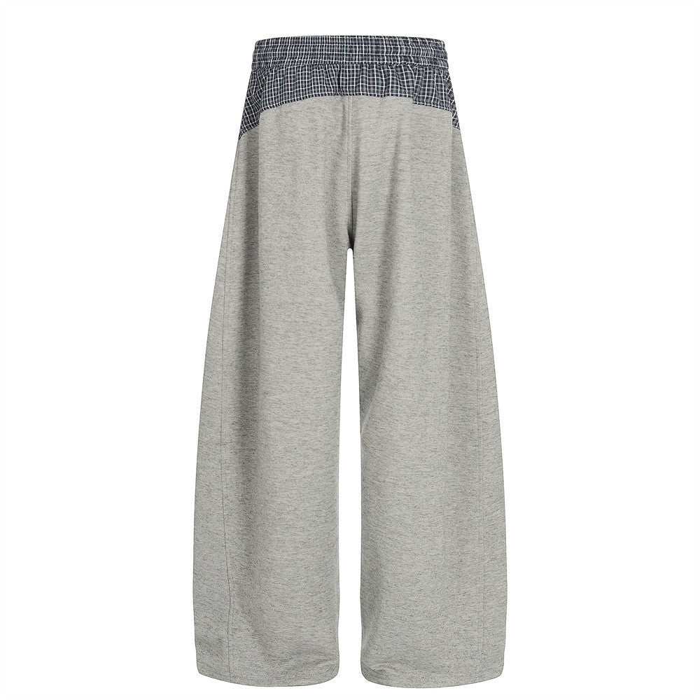Pantalon de survêtement homme à jambes larges avec ceinture contrastante à carreaux – Coupe décontractée