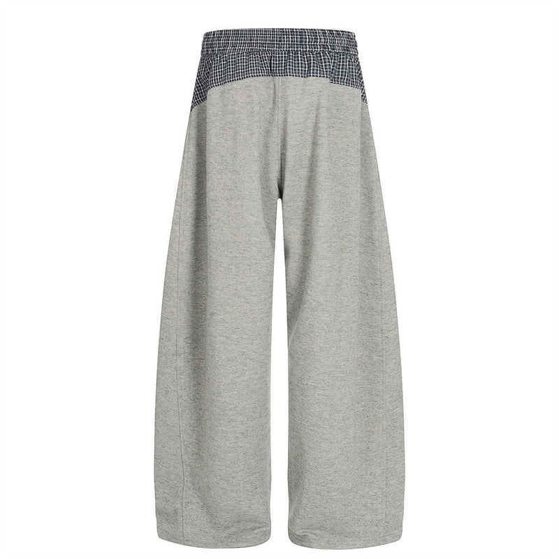 Pantalon de survêtement homme à jambes larges avec ceinture contrastante à carreaux – Coupe décontractée