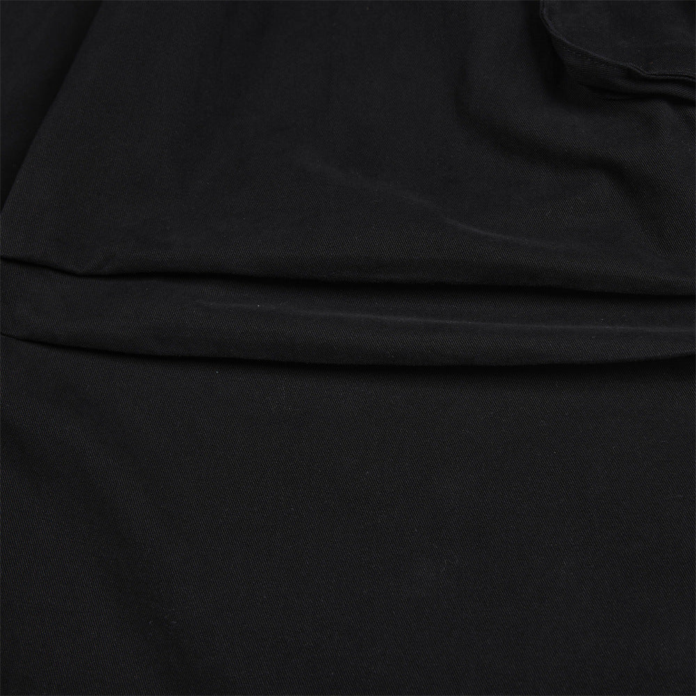 Black Cargo Pants Men – Wide Leg Double-Breasted High-Street Trousers