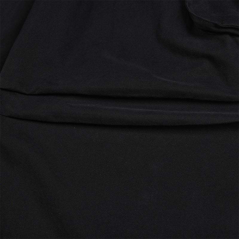 Black Cargo Pants Men – Wide Leg Double-Breasted High-Street Trousers