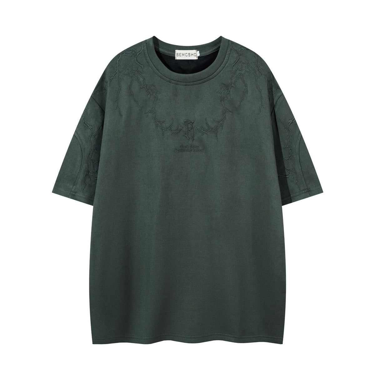 Oversized Gothic-T-Shirt mit Dornenstickerei – Kurzarmshirt im American-Streetwear-Stil