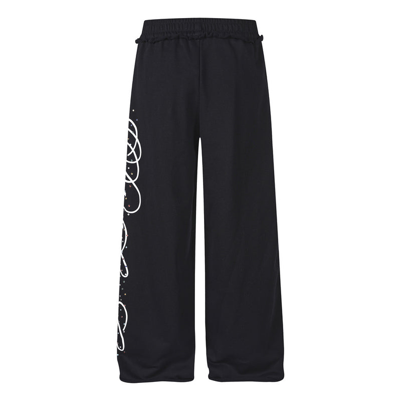 Wide-Leg Sweatpants with Rhinestone Script Graphic – Men's Relaxed Fit