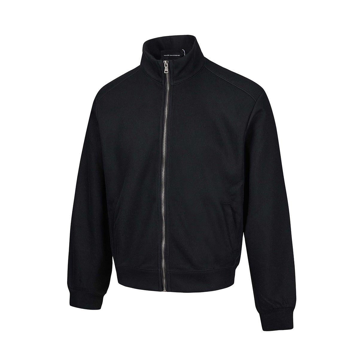 Veste homme côtelée zippée à col montant – Style sportswear vintage délavé