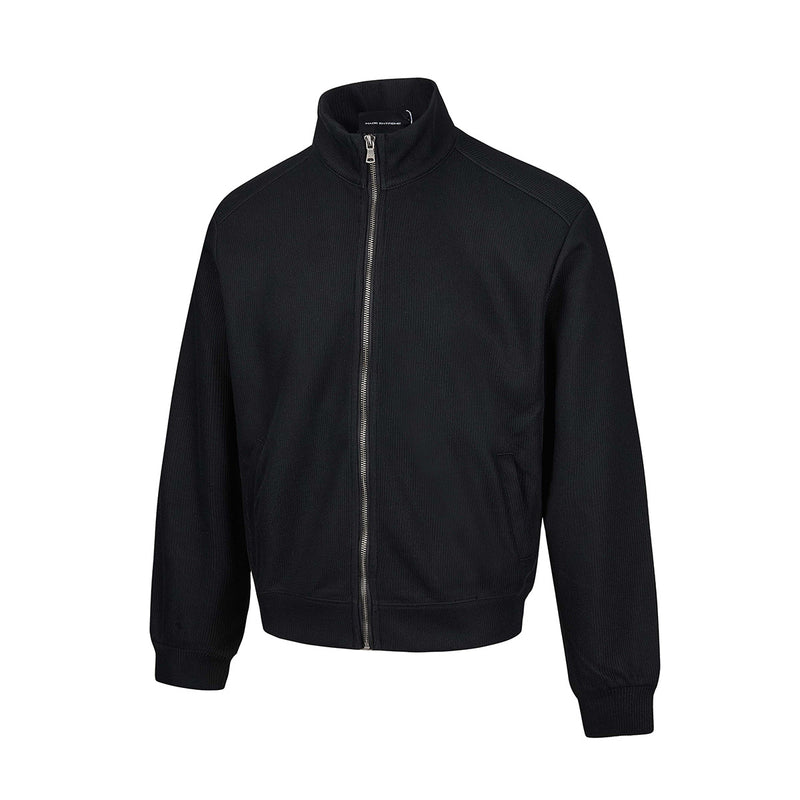Veste homme côtelée zippée à col montant – Style sportswear vintage délavé