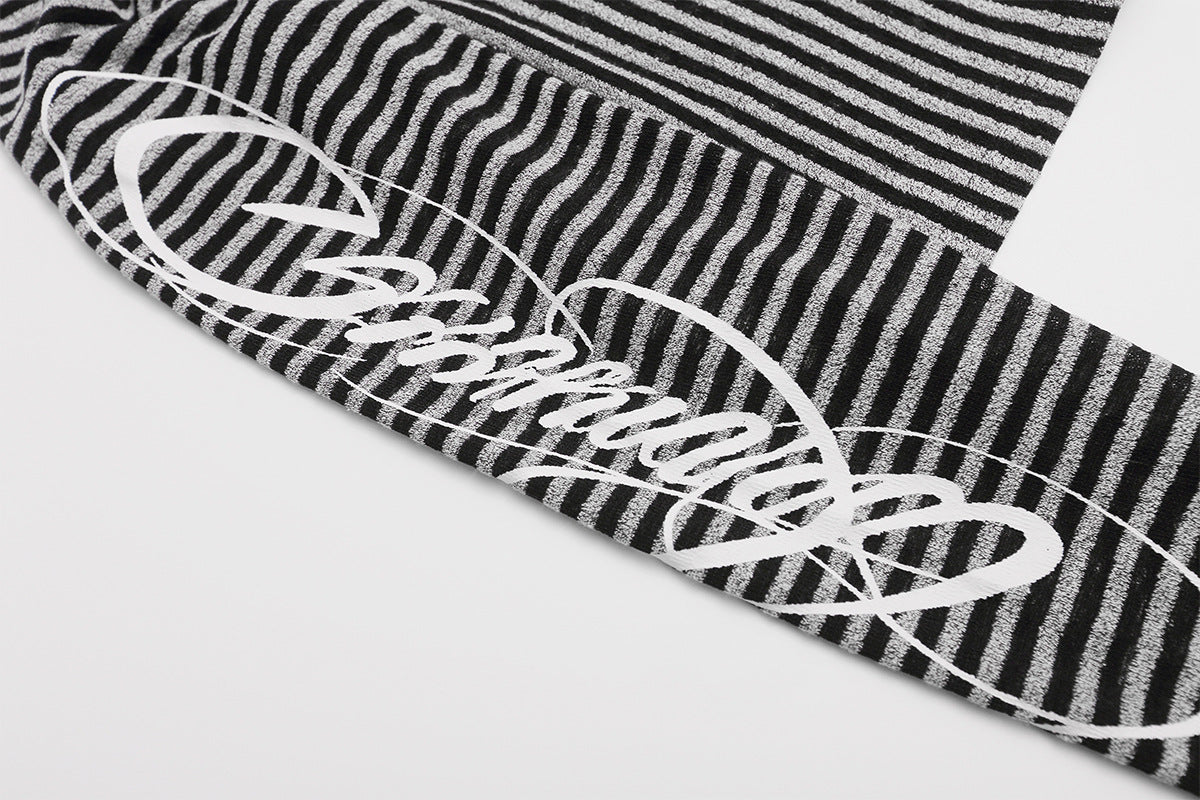 Striped Zip-Up Hoodie with Crest Embroidery & Sleeve Graphics