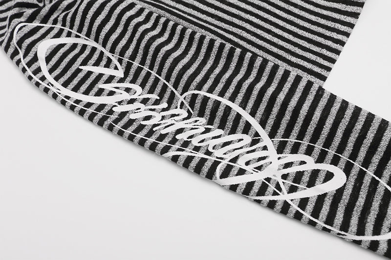 Striped Zip-Up Hoodie with Crest Embroidery & Sleeve Graphics