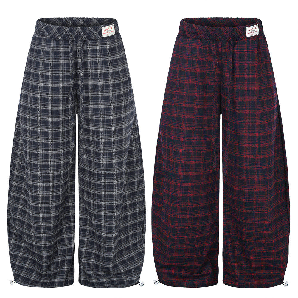 Plaid Wide-Leg Baggy Pants – Oversized Retro Streetwear Trousers