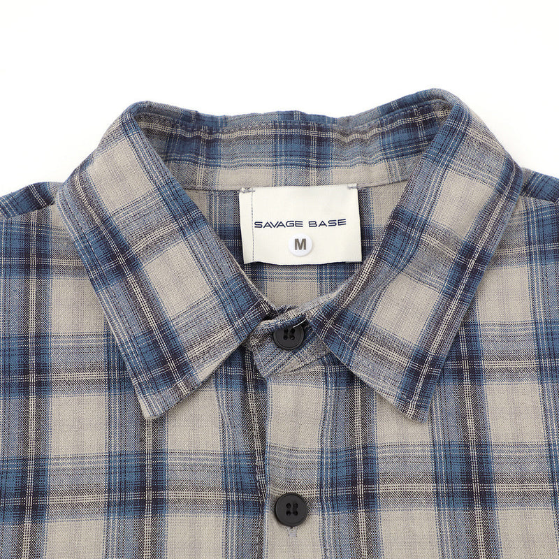 Oversized Plaid Short-Sleeve Shirt with Letter Print