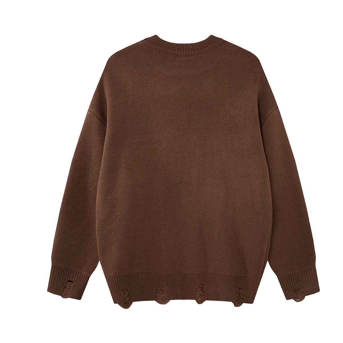 Pull en maille graphique effet usé – Col rond streetwear américain avec appliqué