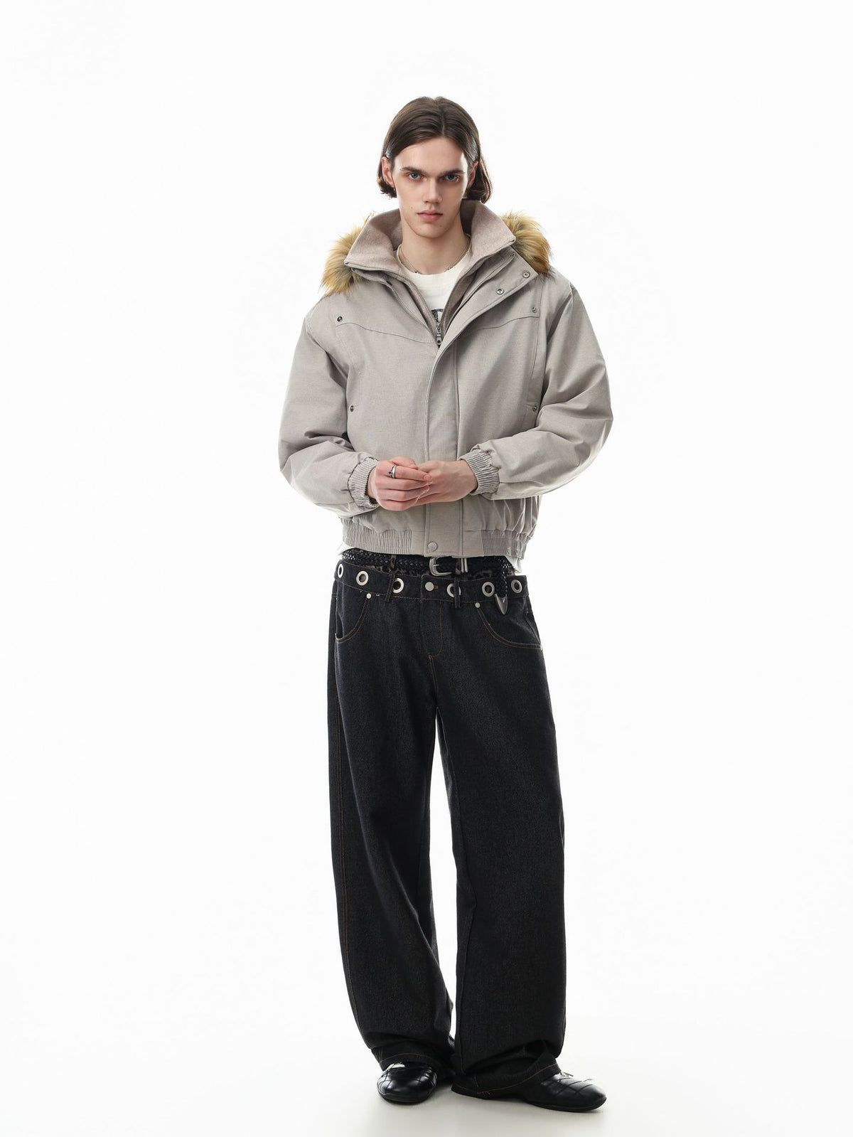 Fur Collar Padded Bomber Jacket – Vintage American Streetwear Winter Coat