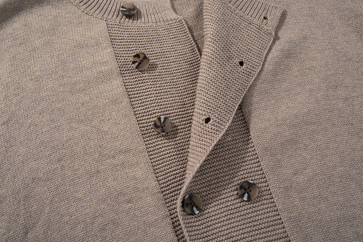 Double-Breasted Knit Cardigan Sweater – Relaxed Vintage Style