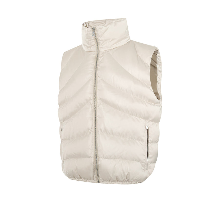 Quilted Puffer Vest Zip-Up Sleeveless Jacket with Stand Collar