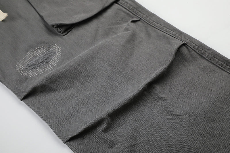 Wide-Legged Cargo Pants – Charcoal Grey Multi-Pocket Straight Leg