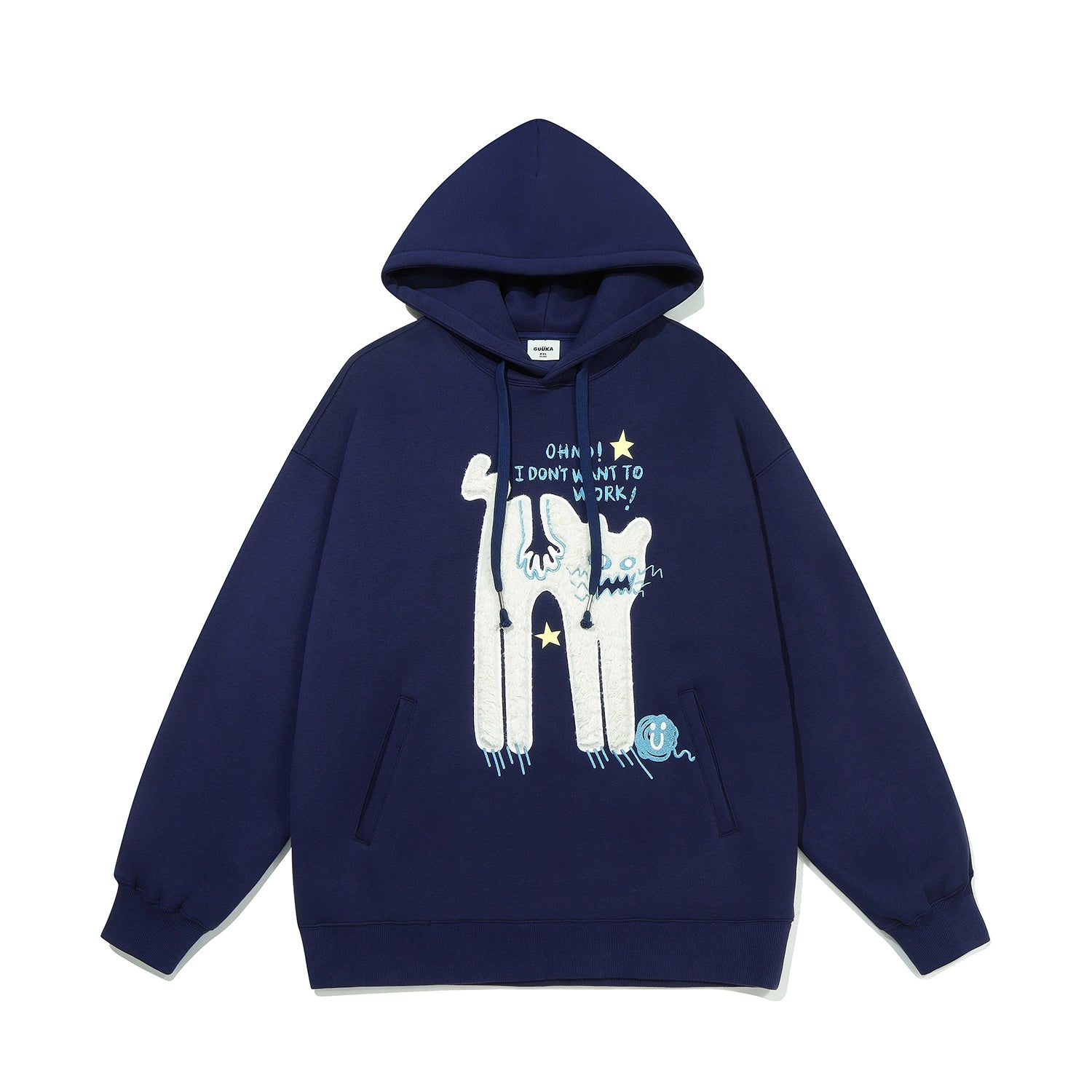 Oh No! I Don’t Want to Work!&quot; Oversized Graphic Hoodie – Cute Lazy Cat Design for Casual Wear